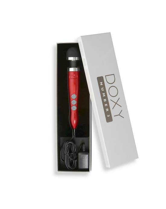 Doxy Number 3 Massager Red product and packaging/box
