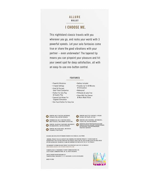 Cosmopolitan Allure Bullet packaging back